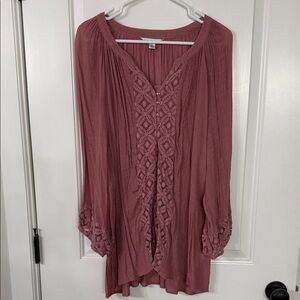 Counterparts Dusty Rose Tunic with Lace Accents